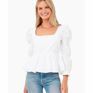 HYACINTH HOUSE White Clemons Long Sleeve Puff Blouse XL
